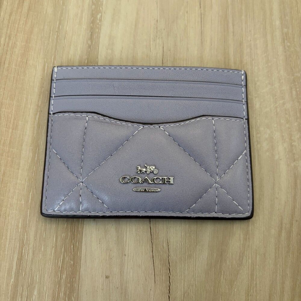 Coach Slim Id Card Case With Puffy Diamond Quilting Light Purple